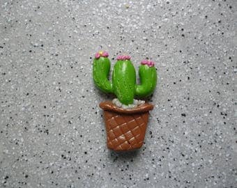 1 Cactus en fimo magnet pour frigo réalisé à la main sans moule