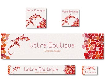 Etsy Shop banner margouya red-orange mosaic