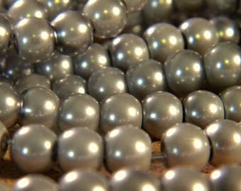 150 iridescent 6 mm PE 217 - gray - Pearl glass beads