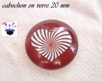 1 cabochon clear 20mm heart Burgundy background theme