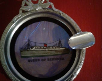 Vintage RMS Queen of Bermuda Collectible Souvenir Butterfly Wing Ashtray.