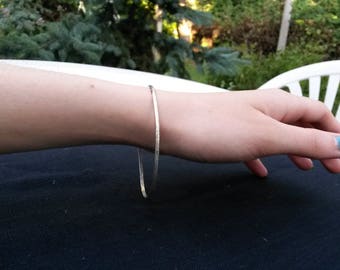 Hammered argentium silver bangle handmade rustic