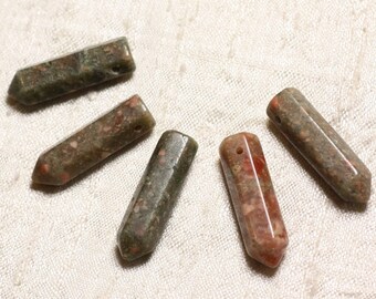1pc - gemstone pendant - Unakite point 30x8mm 4558550003904