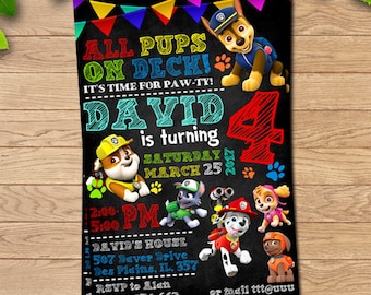 Paw patrol invitation, paw patrol boy, paw patrol birthday for boy, paw patrol invites,