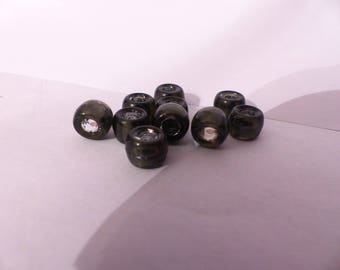 Set of 5 large transparent black beads