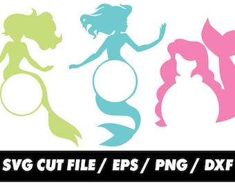 Mermaid Monogram svg, Mermaid pattern Ariel Frame clipart svg eps png dxf - Fabric Cut Print Mug Shirt Decal Active