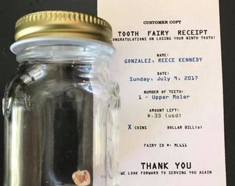 Personalized Tooth Fairy Receipt
