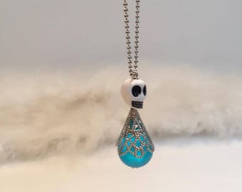 Skull bead blue white-ORIGINAL little doll