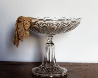 Compotier coupe à fruits en verre à bord évasé décoration mariage élégant vintage shabby chic