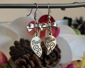 Jewelry earrings silver best friends pledge of friendship with bows