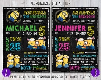 Minion Invitation, Minion Birthday, Minion Birthday Invitation, Minion Party, Minion invites, Boy Girl Minion Invitation, Minion Printable