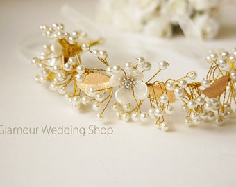 Wedding Headband Bridal Hair Jewelry Bridal Headband Wedding Headpiece Gold Hair Accessories Bridal Hair