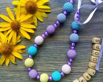 Wooden jewelry - Stylish necklace - Crocheted jewelry - Perfect gift - Accessory for women and girls