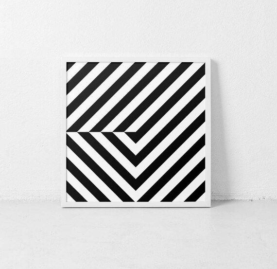 Black and White Optical Illusion Art Square Geometric
