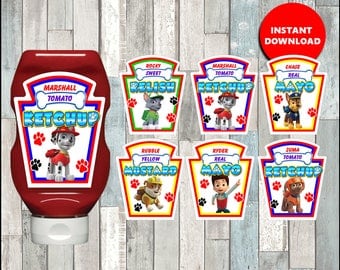 80%OFF Paw Patrol Condiments Label, Printable Paw Patrol Condiments Label, Paw Patrol party Condiments Label instant download