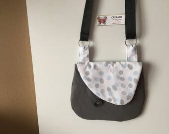 Bag "Cécile" Purple leatherette and cotton fabrics