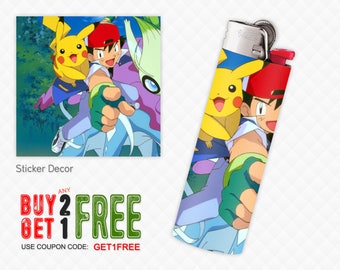 Lighter Stickers for Standard BIC Lighter Size, Pikachu, Pokemon, Wraps, Skin, Cover