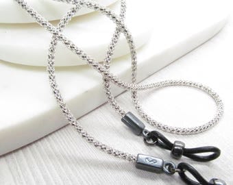 Antique Silver Eyeglasses Chain; Eyeglass Cord; Reading Glasses Necklace Holder; Glasses Cord; Eyewearformen; black glasses chain for men
