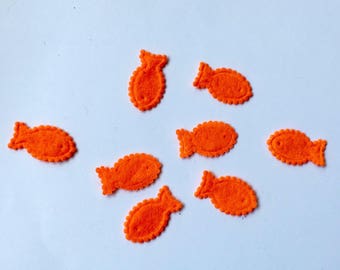 SET of 10 23mm (T32) Orange felt fish APPLIQUES