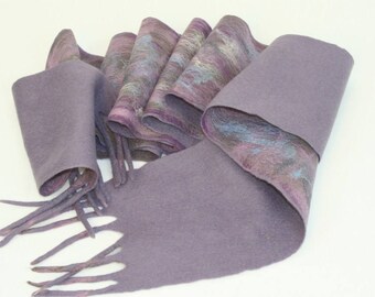 Felted Large Wool lilac Scarf christmas gift birthday gift Gift For Her Felted lilac Scarf lilac Felted Scarf ООАК Merino lilac Wrap