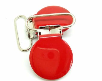 Pacifier round red 25mm crocodile clip