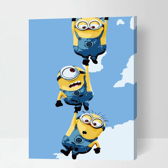 Minions Paint By Number kit/ Acrylic Minions art/ Oil painting