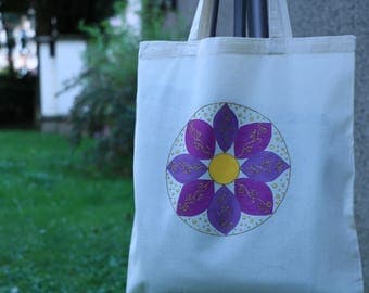 Tote bag unique, peint à la main, sac coton, sac cabas, sac shopping, sac de toile, sac de plage, sac à main, fleurs