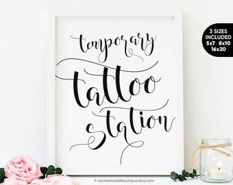 Temporary Tattoo Wedding Sign Station Bachelorette Party Temp Tattoos Bar Temporary Tattoo Wedding Sign Station Bachelorette Party Temp Tattoos Bar
