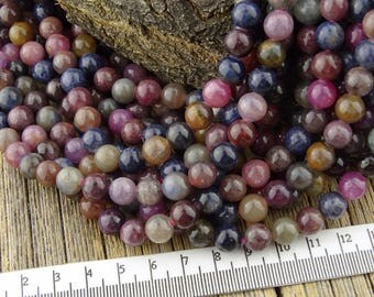 8mm Corundum Beads, Ruby Beads, Sapphire Beads, Mixed Ruby and Sapphire Beads, Multicolor Corundum Beads, Gemstone Beads, 8mm Round Beads