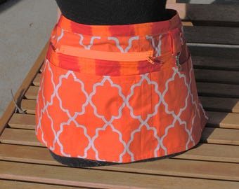 Handmade Vendor Apron Utility Craft Farmers Market Orange White