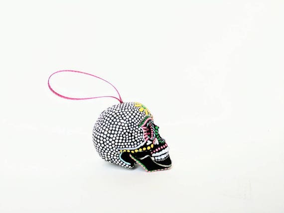 Skull ornament hand painted shatterproof Ornament sugar skull day of the dead