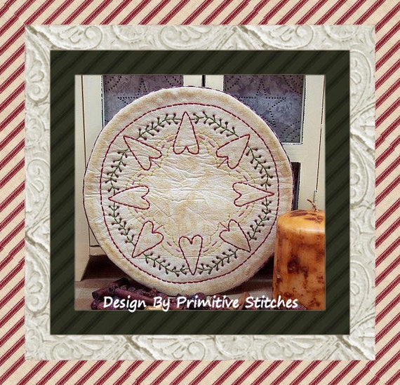Heart Doily Candle Mat 1 by Primitive StitchesPrimitive Stitchery E