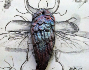 198. Raku Wondrousstrange Jewelry Supply Seraphim Wing Large Blue Copper Raku Stoneware Wing