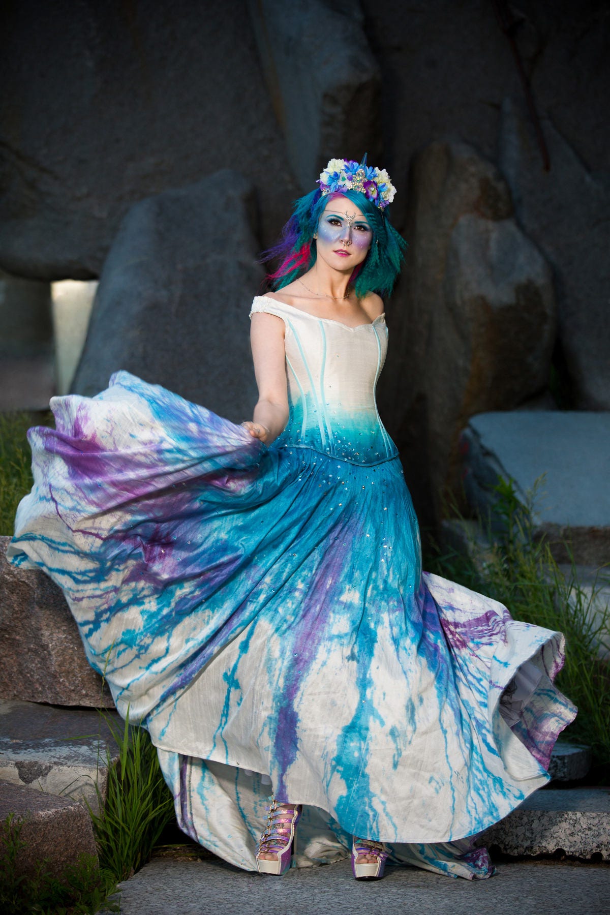  Galaxy  Wedding Dress Splatter  Paint  Ombre Bridal Starry