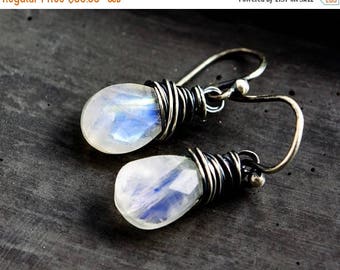 Moonstone Earrings, Drop Earrings, Rainbow Moonstone Gemstones,