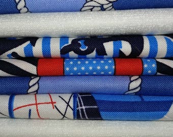 Fat Quarters Cabana Nautical 8 Pack Cotton Quilting Sewing Crafting Fabrics