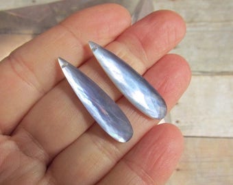 SALE Out Of TOWN Rose Cut Tanzanite Blue Topaz Briolette Bead, Doublet Gemstone Natural Pearl , Matched Pair 8mm x 34mm briolettes