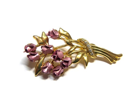 Rose Pin Rose Brooch Rose Bouquet Recycled Jewelry Vintage Jewelry Gold Pin Gifts for Women