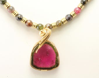 Watermelon Tourmaline Necklace. Listing 542752583