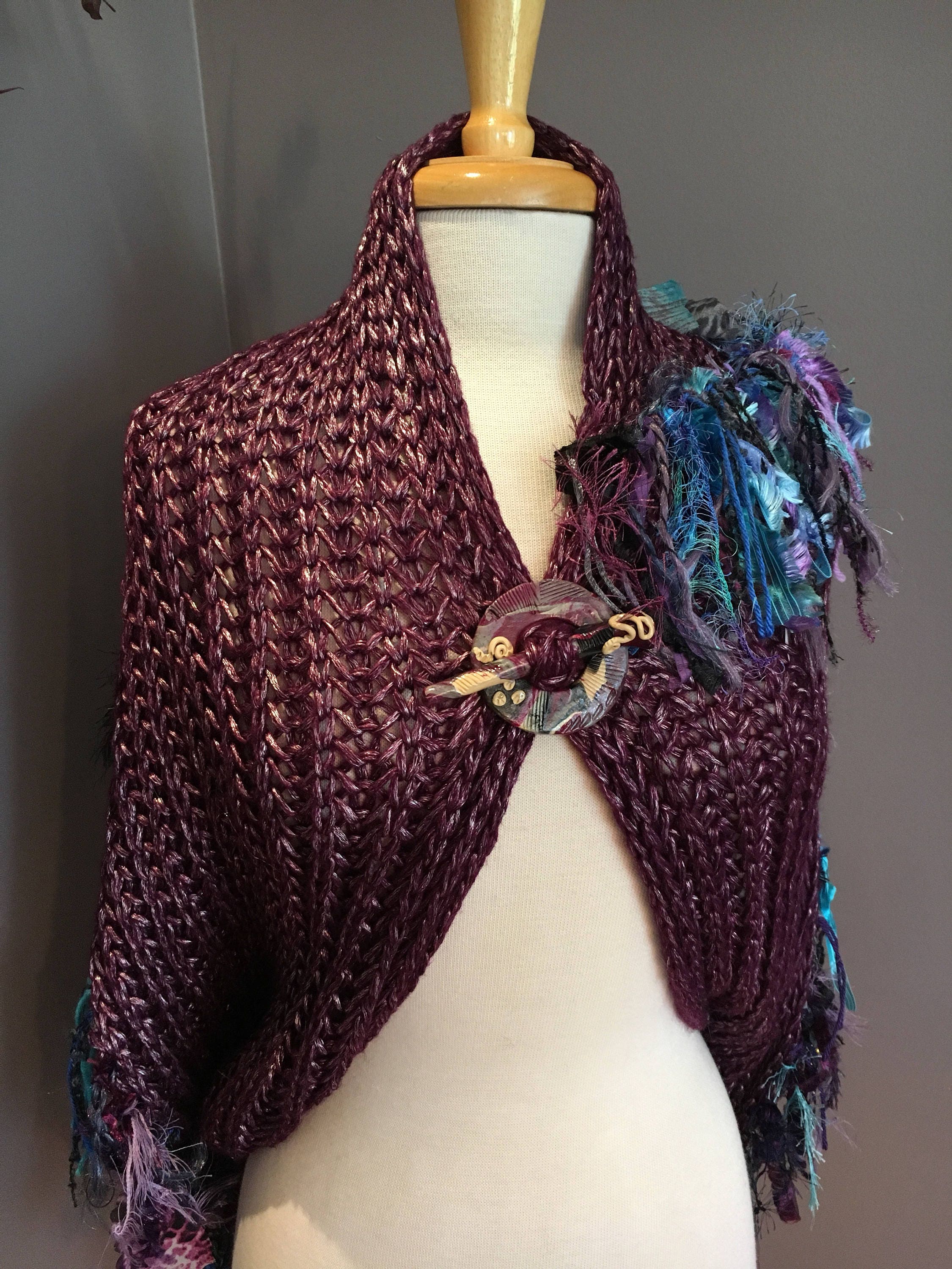 Knit Grey wide infinity scarf Fringed 'Showstopper'