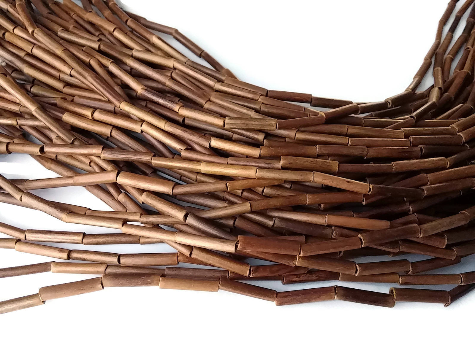 Bamboo Wood Tube Beads Eco Friendly Brown Tube Beads 15mm 16