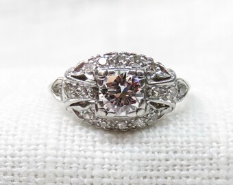 Art Deco Engagement Ring in Platinum and Diamonds; Vintage Diamond Ring; 1930s Platinum Promise Ring; Natural Diamonds; Natural Gemstones
