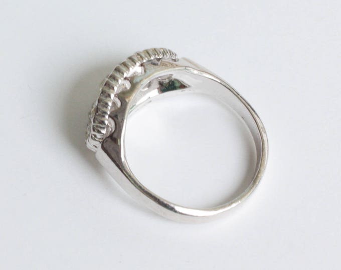 Clear Crystal Cocktail Ring Size 8.25 Faux Diamonds 18K HGE