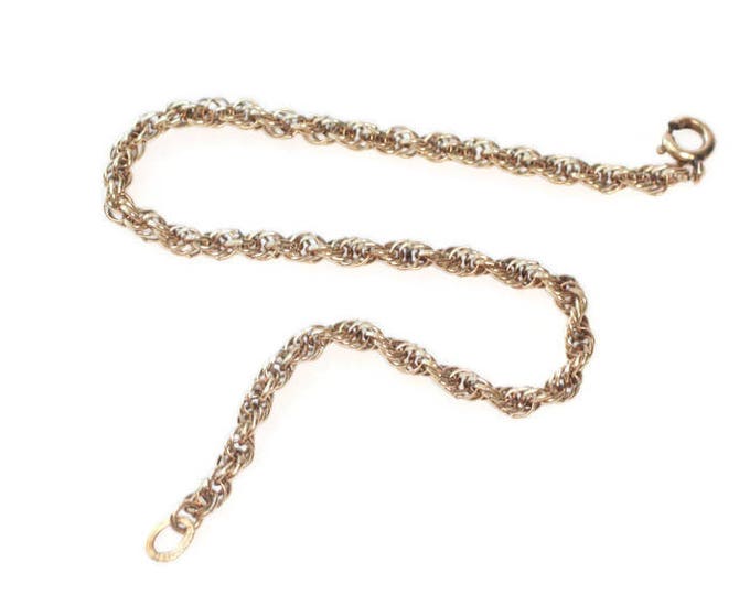 Krementz Gold Tone Bracelet Twisted Rope Chain Link Mid Century Vintage