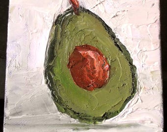Miniature Impressionist Oil Painting 4x4 Plein Air California Avocado Lynne French Art