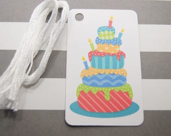 Birthday Cake Tags, Thank You Tags, Party Favor Tags, Gift Tags, Set of 8, (T13)