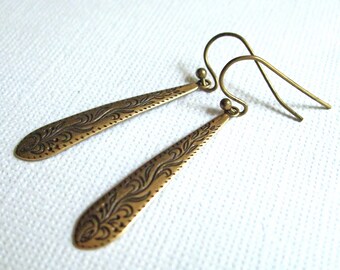 Brass Drop Earrings, Bohemian Jewelry