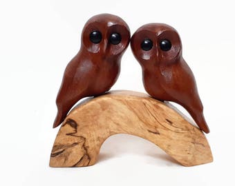 5th Anniversary Gifts unique wedding Gift for her anniversary for him couple gift rustic housewarming gift owl wood carving