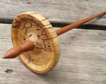 Spalted maple bottom whorl drop spindle id # 7a20s01