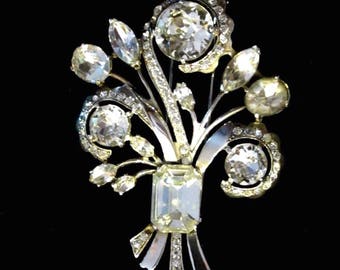 Vintage Large Chunky Eisenberg Original Flower Spray Sterling Fur Clip Pin Rare Piece Hard to Find